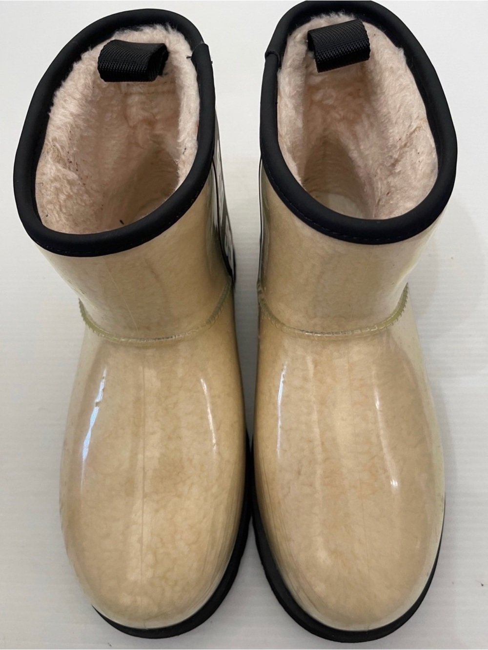 UGG Cream Glossy Waterproof Shearling-Lined Ankle Boots